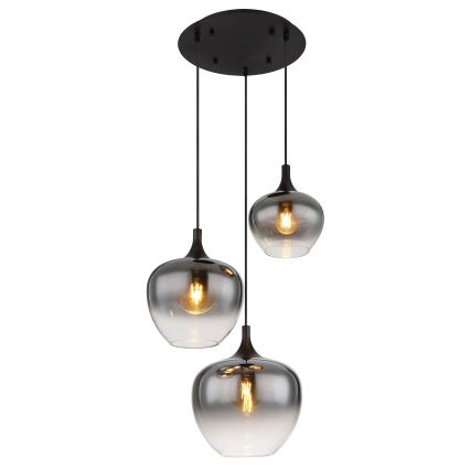 Globo - Luster na sajli 3xE27/40W/230V pr. 48 cm crna