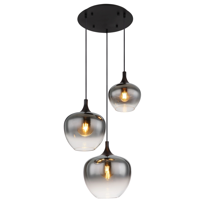 Globo - Luster na sajli 3xE27/40W/230V pr. 48 cm crna