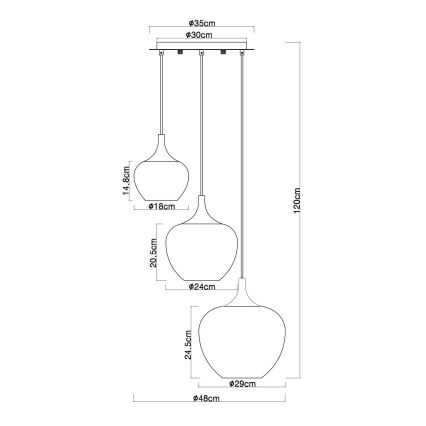 Globo - Luster na sajli 3xE27/40W/230V bijela/antracit