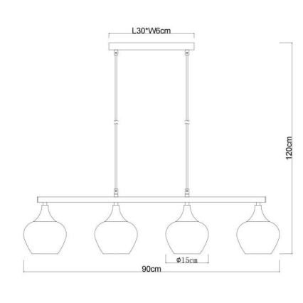 Globo - Luster na sajli 4xE27/40W/230V crna