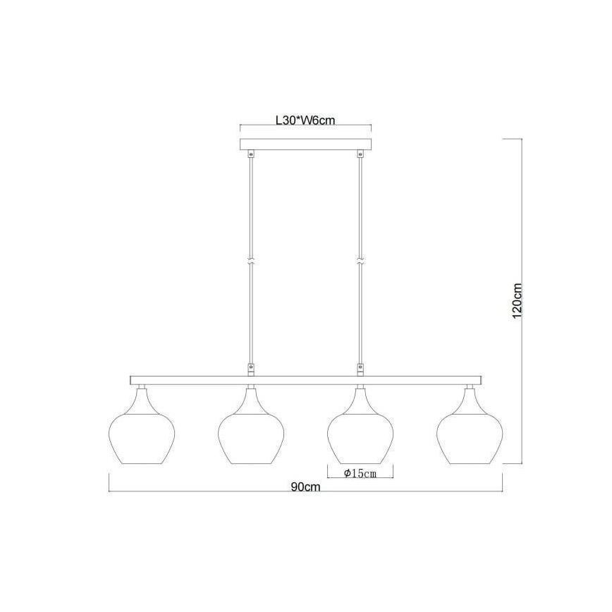 Globo - Luster na sajli 4xE27/40W/230V crna