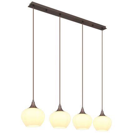 Globo - Luster na sajli 4xE27/40W/230V bijela/smeđa
