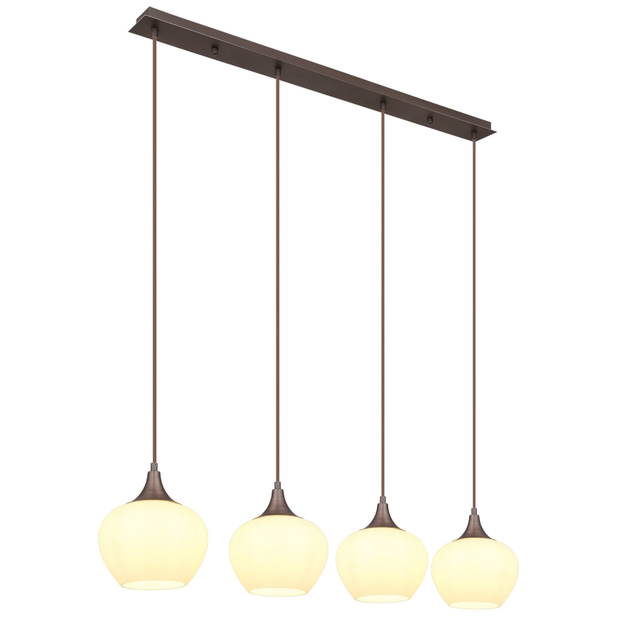 Globo - Luster na sajli 4xE27/40W/230V bijela/smeđa