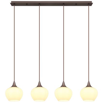 Globo - Luster na sajli 4xE27/40W/230V bijela/smeđa