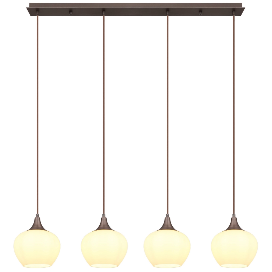 Globo - Luster na sajli 4xE27/40W/230V bijela/smeđa