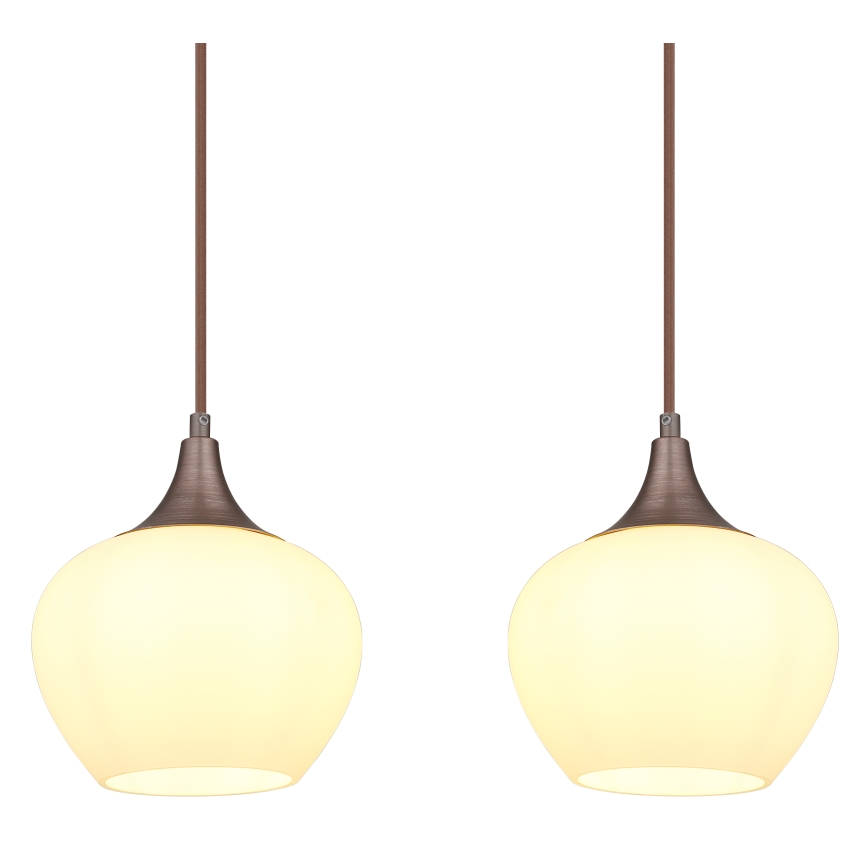 Globo - Luster na sajli 4xE27/40W/230V bijela/smeđa