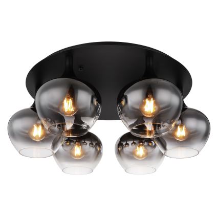 Globo - Prislonjeni stropni luster 6xE27/40W/230V Ø 65 cm crna