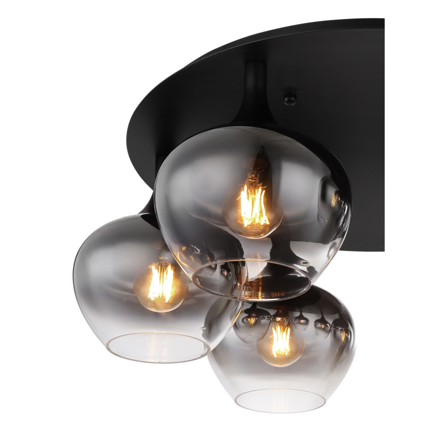 Globo - Prislonjeni stropni luster 6xE27/40W/230V Ø 65 cm crna