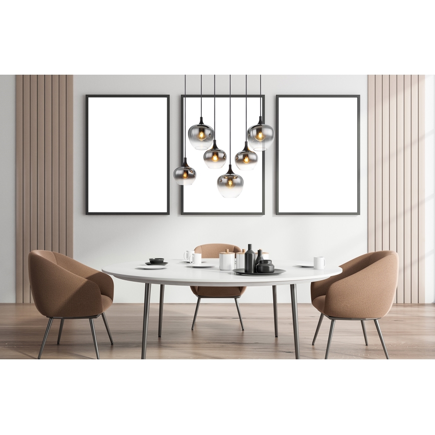 Globo - Luster na sajli 6xE27/40W/230V crna