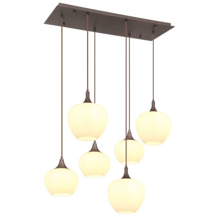 Globo - Luster na sajli 6xE27/40W/230V bijela