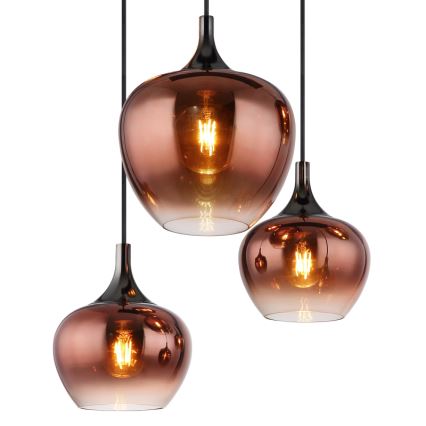 Globo - Luster na sajli 6xE27/40W/230V smeđa/dimna