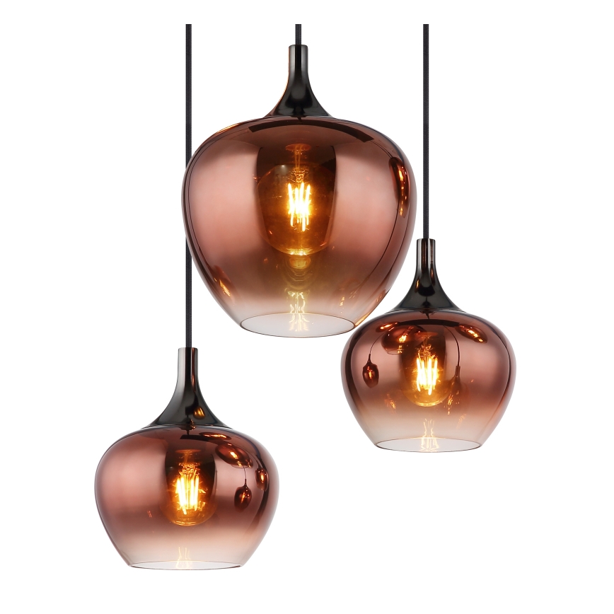 Globo - Luster na sajli 6xE27/40W/230V smeđa/dimna
