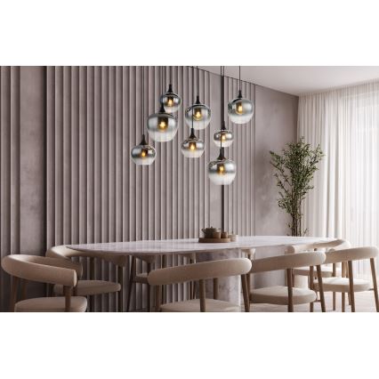 Globo - Luster na sajli 8xE27/40W/230V, crne boje
