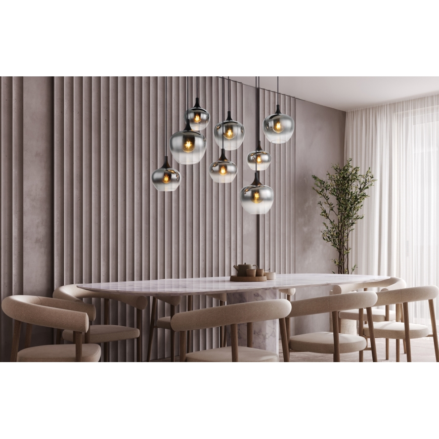 Globo - Luster na sajli 8xE27/40W/230V, crne boje