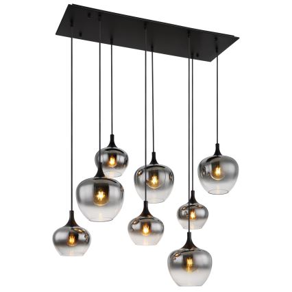 Globo - Luster na sajli 8xE27/40W/230V, crne boje