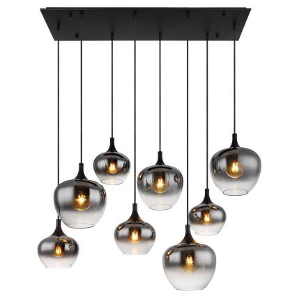 Globo - Luster na sajli 8xE27/40W/230V, crne boje