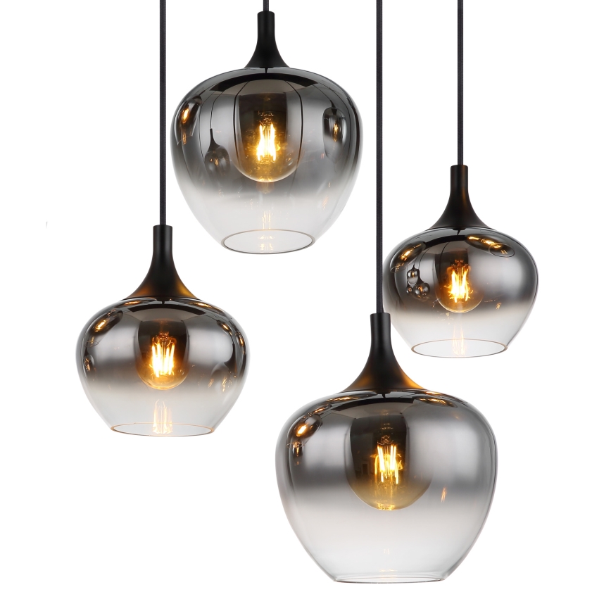 Globo - Luster na sajli 8xE27/40W/230V, crne boje