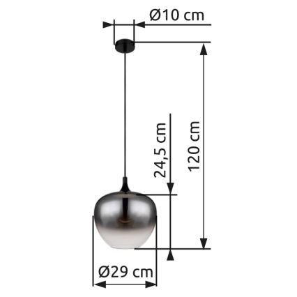 Globo - Luster na sajli 1xE27/60W/230V pr. 29 cm crna