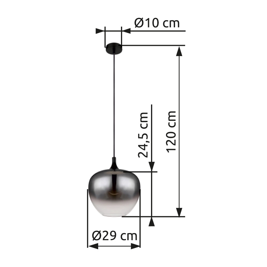 Globo - Luster na sajli 1xE27/60W/230V pr. 29 cm crna