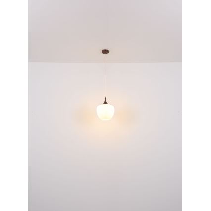 Globo - Luster na sajli 1xE27/60W/230V pr. 29 cm bijela/smeđa