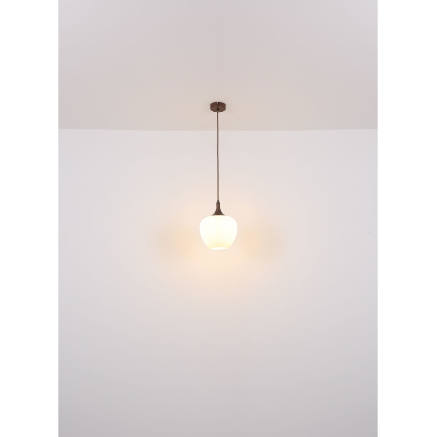 Globo - Luster na sajli 1xE27/60W/230V pr. 29 cm bijela/smeđa