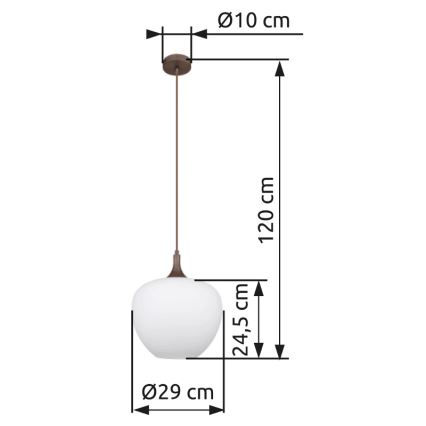 Globo - Luster na sajli 1xE27/60W/230V pr. 29 cm bijela/smeđa