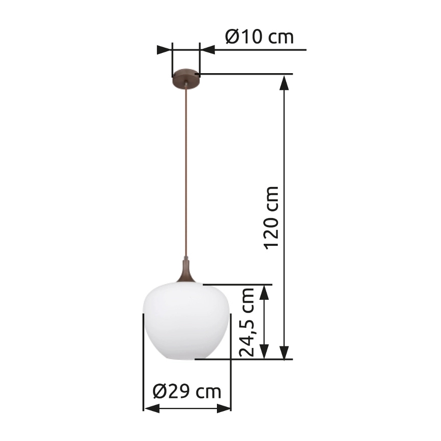 Globo - Luster na sajli 1xE27/60W/230V pr. 29 cm bijela/smeđa