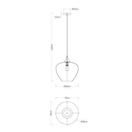 Globo - Luster na sajli 1xE27/60W/230V pr. 40 cm crna