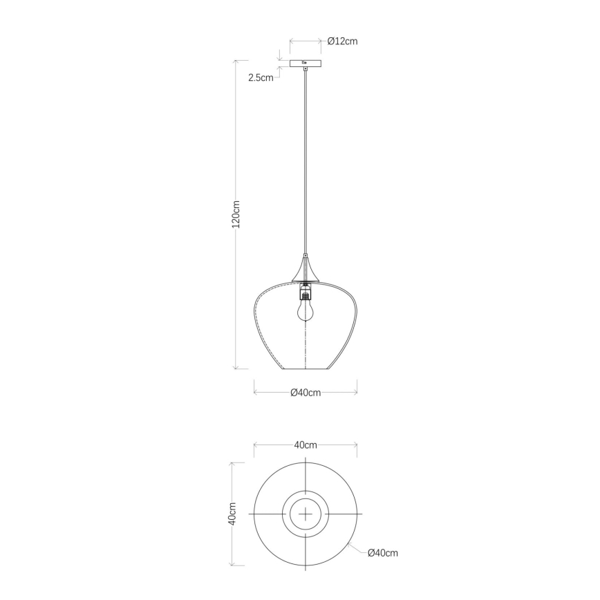 Globo - Luster na sajli 1xE27/60W/230V pr. 40 cm crna