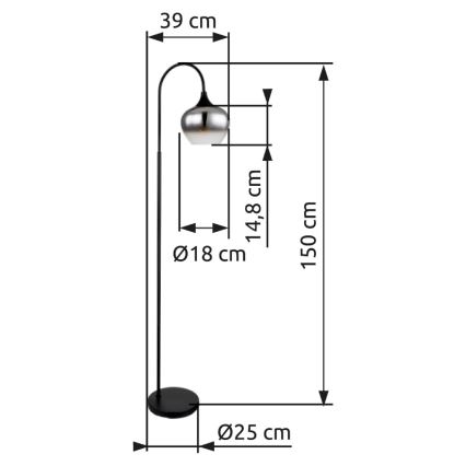 Globo - Podna lampa 1xE27/40W/230V crna/dimna