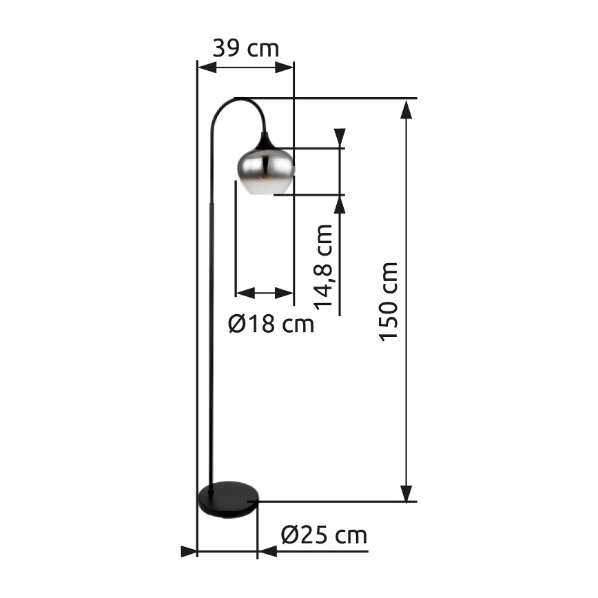 Globo - Podna lampa 1xE27/40W/230V crna/dimna