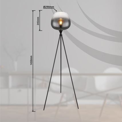 Globo - Podna lampa 1xE27/60W/230V crna