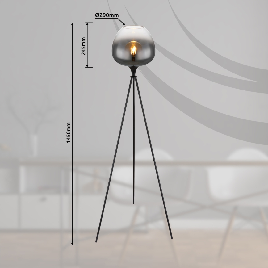 Globo - Podna lampa 1xE27/60W/230V crna