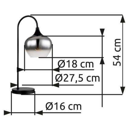 Globo - Stolna lampa 1xE27/40W/230V crna