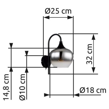 Globo - Zidna lampa 1xE27/40W/230V crna