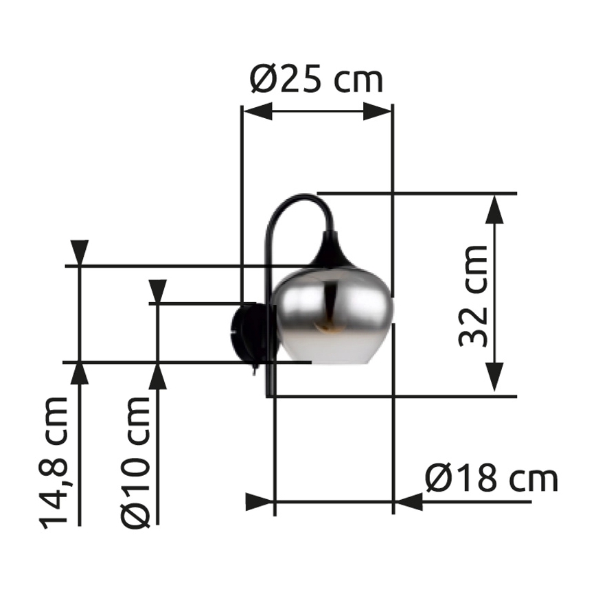 Globo - Zidna lampa 1xE27/40W/230V crna