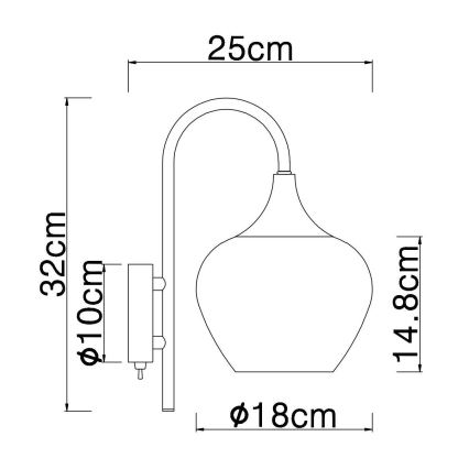 Globo - Zidna lampa 1xE27/40W/230V bakrena
