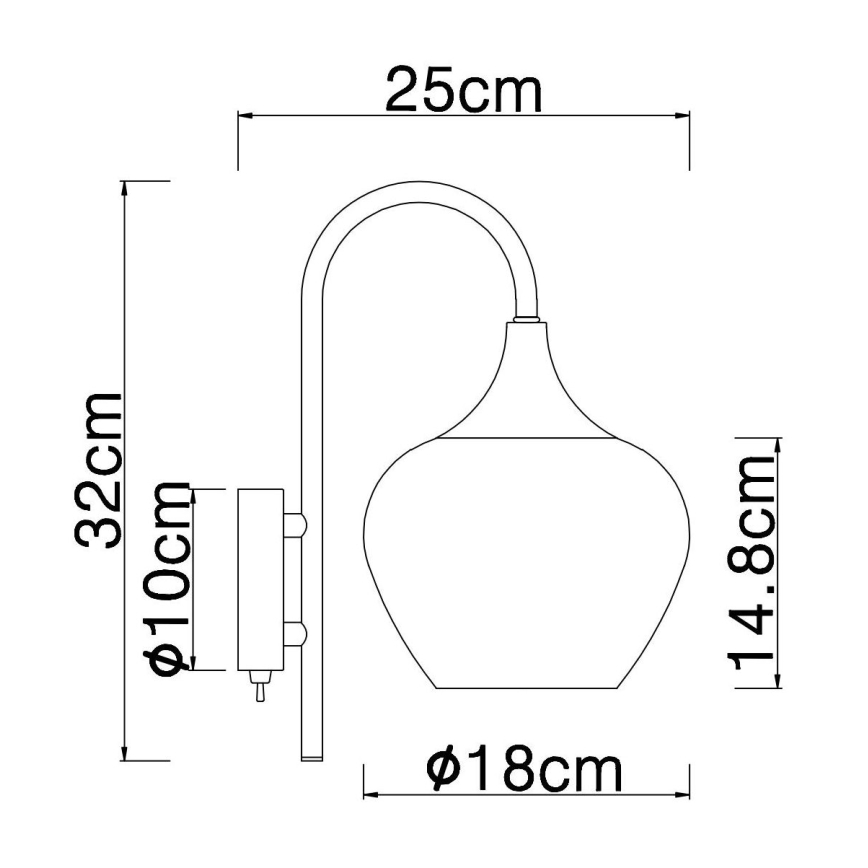 Globo - Zidna lampa 1xE27/40W/230V bakrena