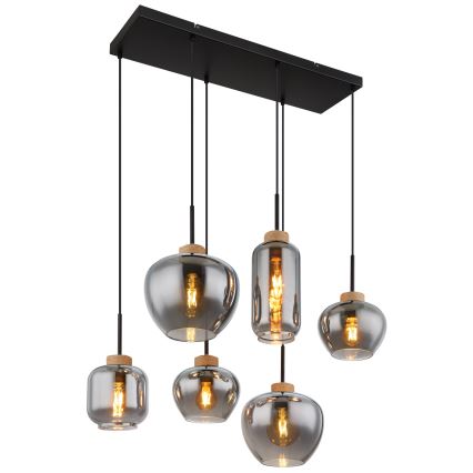 Globo - Luster na sajli 6xE27/40W/230V crni