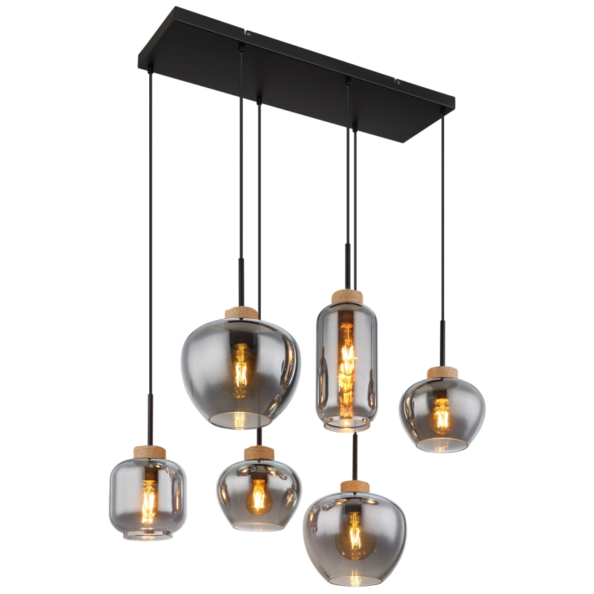 Globo - Luster na sajli 6xE27/40W/230V crni
