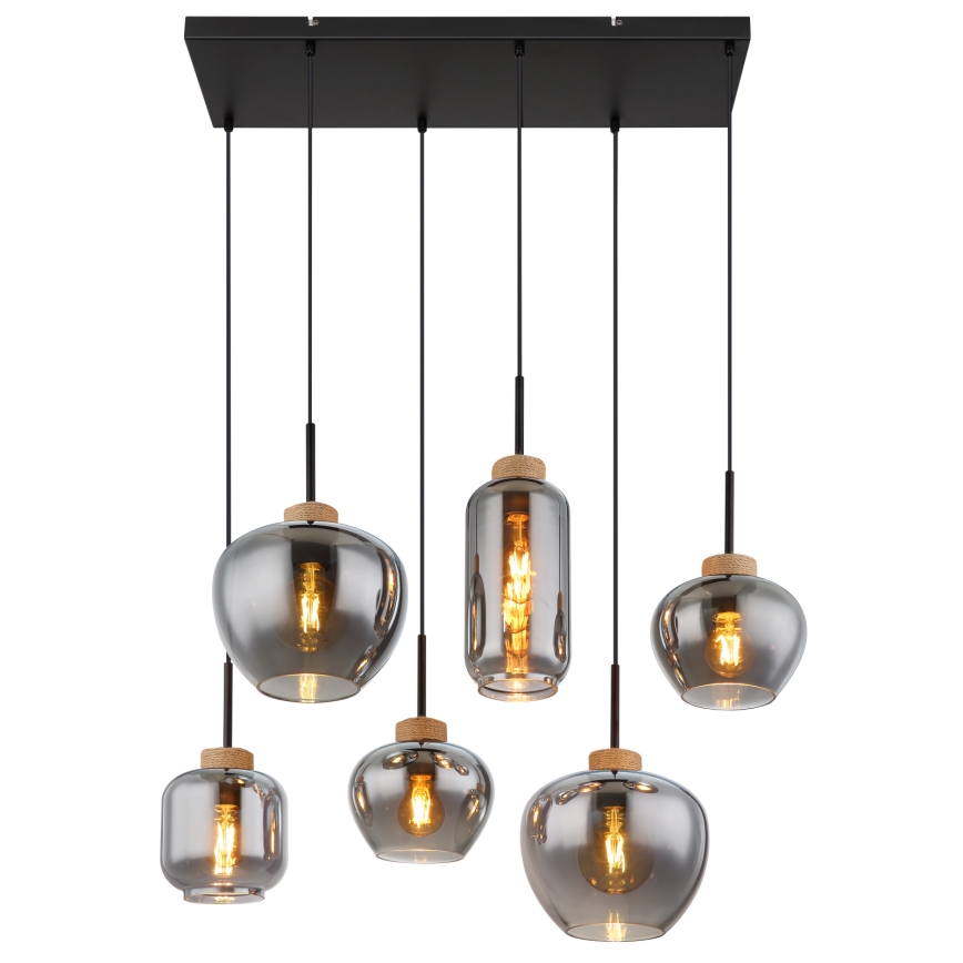 Globo - Luster na sajli 6xE27/40W/230V crni