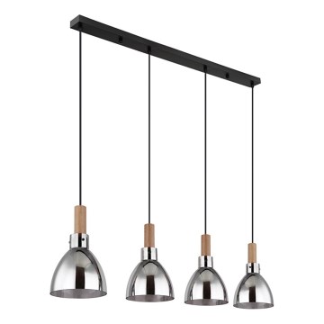Globo 15550-4H - Luster na sajli MATTEA 4xE27/6W/230V crna/dimna