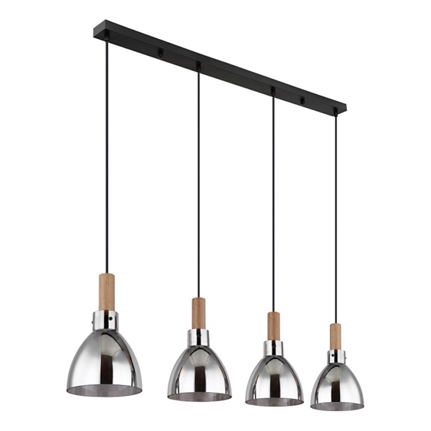 Globo 15550-4H - Luster na sajli MATTEA 4xE27/6W/230V crna/dimna