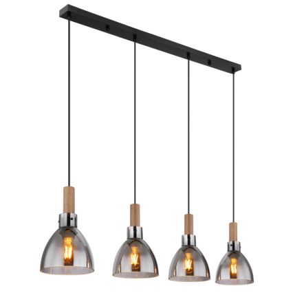 Globo 15550-4H - Luster na sajli MATTEA 4xE27/6W/230V crna/dimna