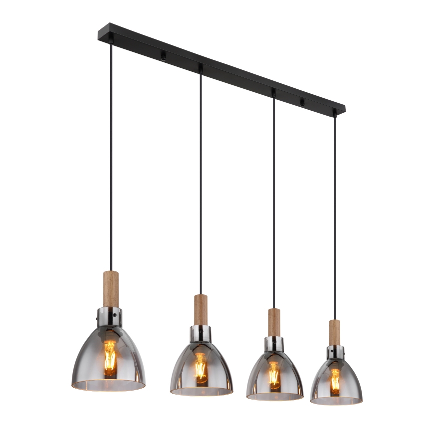 Globo 15550-4H - Luster na sajli MATTEA 4xE27/6W/230V crna/dimna