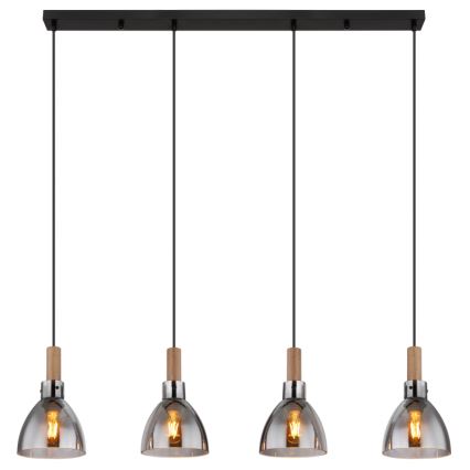 Globo 15550-4H - Luster na sajli MATTEA 4xE27/6W/230V crna/dimna