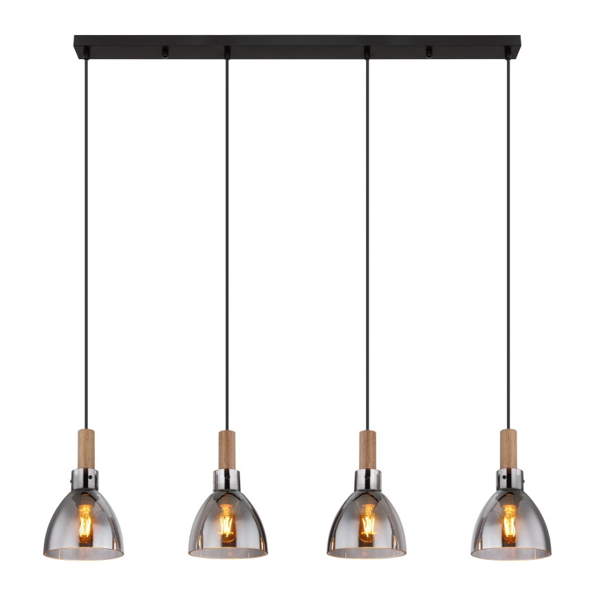 Globo 15550-4H - Luster na sajli MATTEA 4xE27/6W/230V crna/dimna