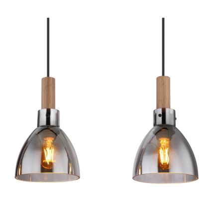 Globo 15550-4H - Luster na sajli MATTEA 4xE27/6W/230V crna/dimna