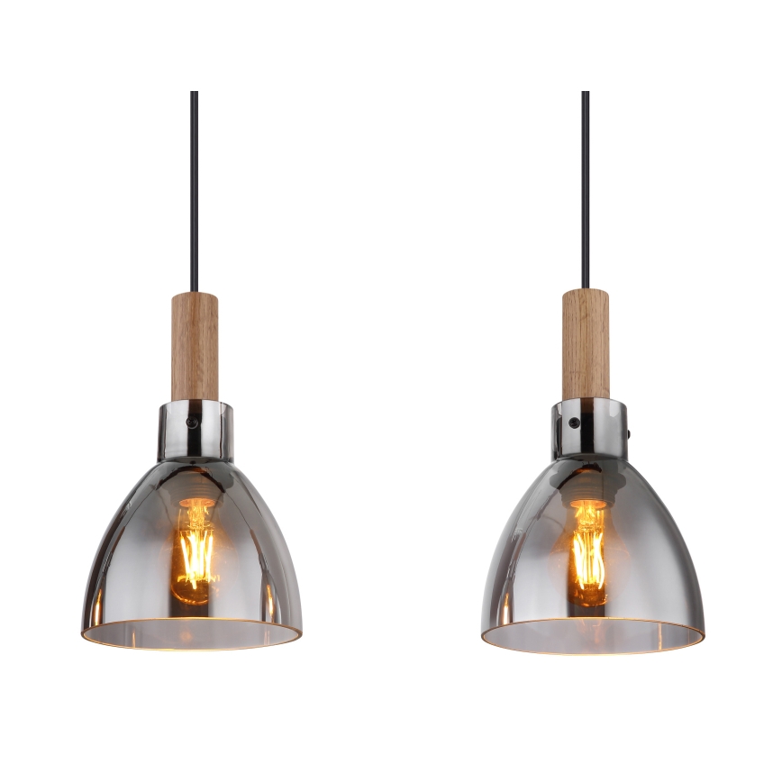 Globo 15550-4H - Luster na sajli MATTEA 4xE27/6W/230V crna/dimna