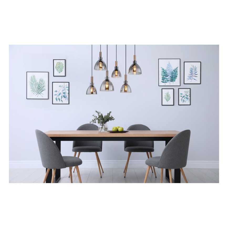 Globo - Viseća svjetiljka na kabelu 6xE27/6W/230V crna/zadimljena